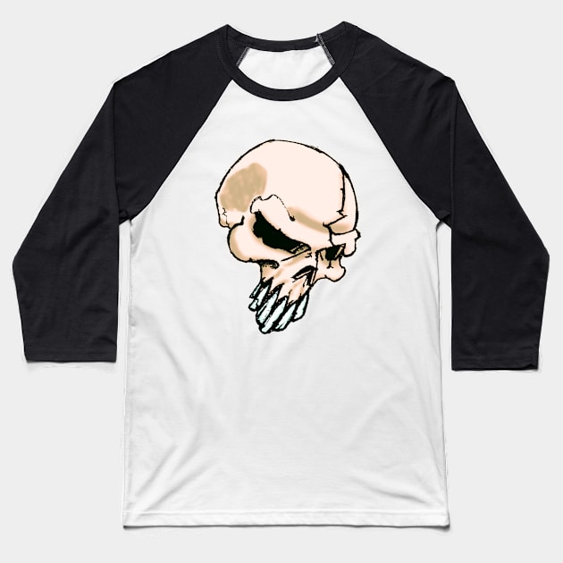 Skull Crack Baseball T-Shirt by cryptapparel 